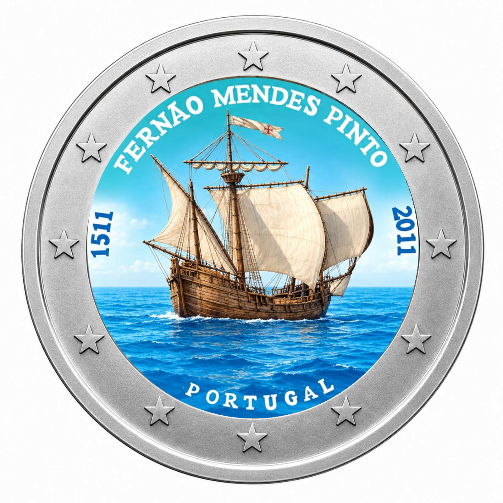 2 Euros Fernao Mendes Pinto (Coloured)